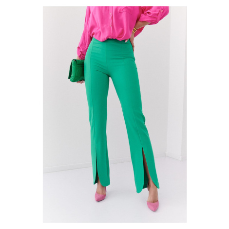 Elegantní zelené kalhoty s rozparkem FASARDI