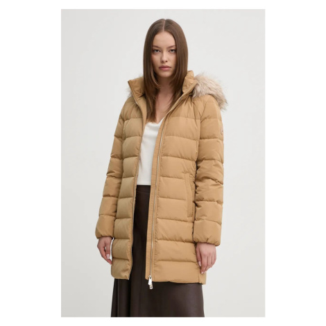 Péřová bunda Tommy Hilfiger dámská, béžová barva, zimní, WW0WW43234