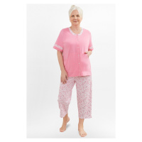 Dámské pyžamo Martel Nikola - propínací bavlněné Světle růžová