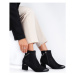 Vinceza Zajímavé kotníčkové boty dámské černé na širokém podpatku ruznobarevne