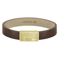 Lacoste Hnědý kožený náramek Monogram Leather 2040187 17,5 cm