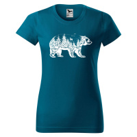 DOBRÝ TRIKO Dámské tričko s potiskem Medvěd Barva: Petrolejová