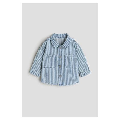 H & M - Košilová bunda z bavlněného kepru - modrá H&M
