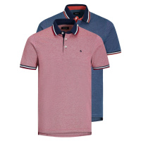 Jack&Jones 2 PACK - pánské polo triko JJEPAULOS Slim Fit 12191216 Rio Red Denim Blue