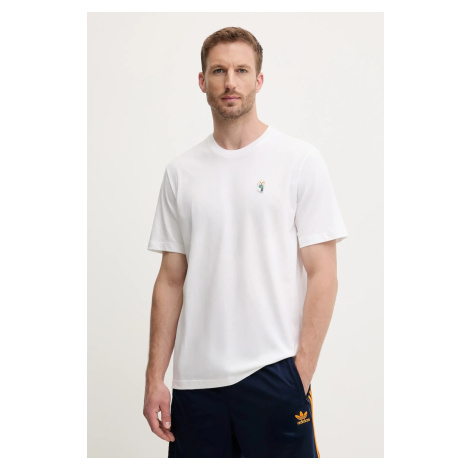 Bavlněné tričko adidas pánské, bílá barva, JZ7440