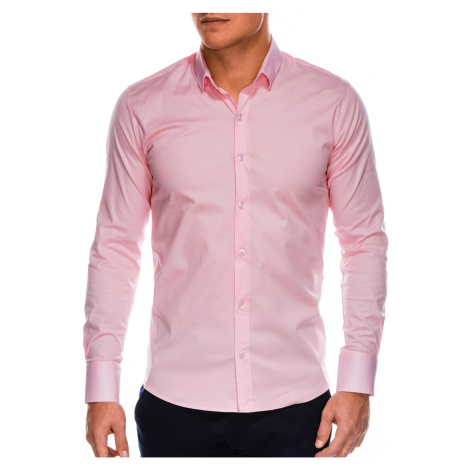 Pánská slim-fit košile s dlouhým rukávem K504 - růžová