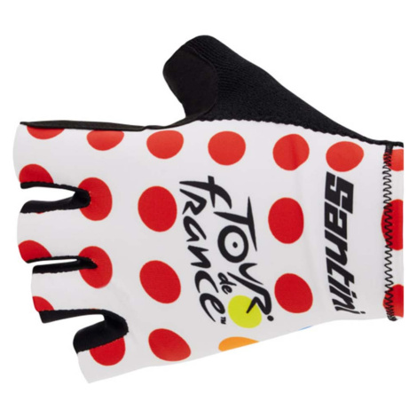 SANTINI Cyklistické rukavice krátkoprsté - TOUR DE FRANCE 2023 - bílá/červená