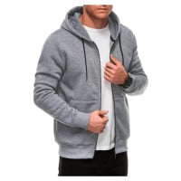 Edoti Unzipped men's BASIC hooded sweatshirt - grey melange