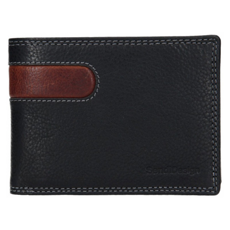 Pánská kožená peněženka SendiDesign Amarel - černo-hnědá Sendi Design