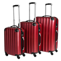 Sada 3 pevných cestovních kufrů červená