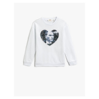 Koton Atatürk Printed Sweatshirt with Sequin Embellishment on Both Sides.