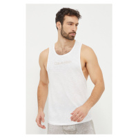 Tričko s příměsí lnu Calvin Klein bílá barva, KM0KM01009