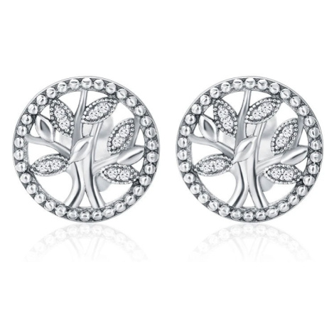 GRACE Silver Jewellery Stříbrné náušnice se zirkony Uma - strom života, stříbro 925/1000 E-RHE61