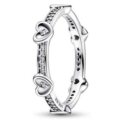 Pandora Romantický stříbrný prsten s kubickými zirkony Moments 192496C01