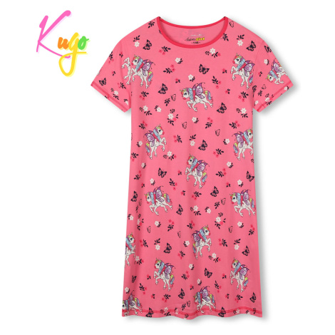 Dívčí noční košile - KUGO MN1767, tmavší růžová Barva: Růžová