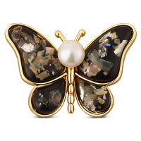 JwL Luxury Pearls Perlová brož 2v1 s pravou bílou perlou a perletí JL0819