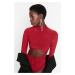 Trendyol Claret Red Cut-Out Detailed Stand Up Collar Body