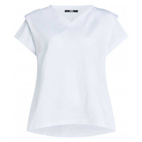 Tričko karl lagerfeld feminine v-neck t-shirt bílá