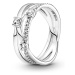 Pandora Stříbrný propletený prsten se zirkony Timeless 199400C01