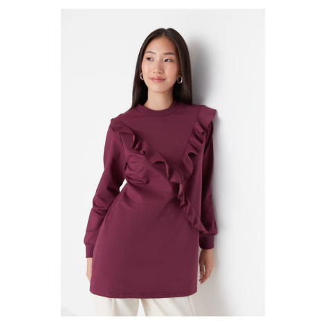 Trendyol Purple Frill Detailed Knitted Tunic