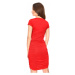 Dlouhé šaty s řasením a krátkým rukávem barva červená