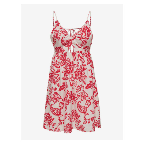 Červeno-bílé dámské květované šaty ONLY Kiera - Dámské