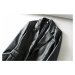 Dámský kabát z umělé kůže černý FashionEU