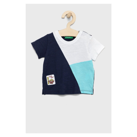 Dětské bavlněné tričko United Colors of Benetton tmavomodrá barva, s aplikací