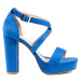 Luxusní dámské modré sandály na jehlovém podpatku