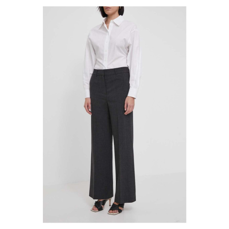 Kalhoty Dkny dámské, šedá barva, široké, high waist, D2A4K701