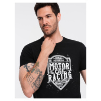 Ombre Men's motorcycle style printed t-shirt - black