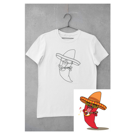 MMO Dětské tričko vymaluj si Chilli paprička se Sombrerem