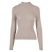 Ladies Rib Knit Turtelneck Sweater - warmgrey