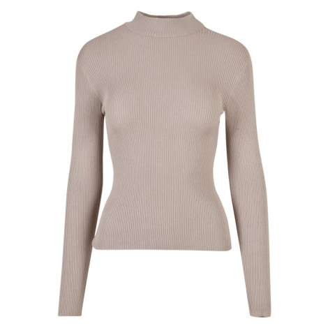 Ladies Rib Knit Turtelneck Sweater - warmgrey Urban Classics