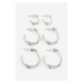 H & M - Kruhové náušnice 3 páry - stříbrná