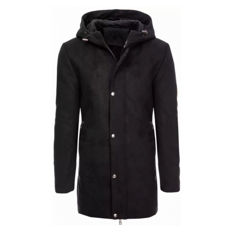 Dstreet Stylový černý kabát s kapucí