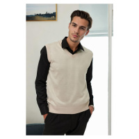 90829 Dewberry V Neck Sleeveless Knit Mens Sweater-STONE