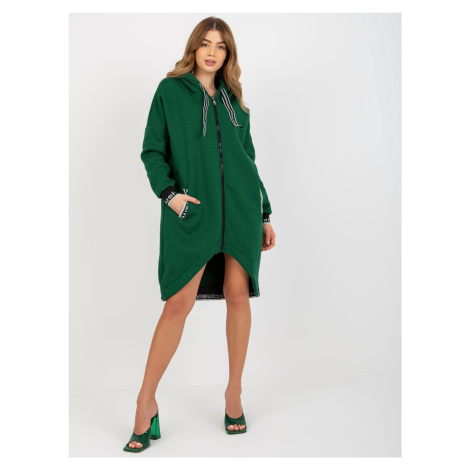 Dámská dlouhá mikina na zip - zelená Fashionhunters
