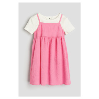 H & M - Dvoudílná souprava tričko a šaty - růžová
