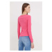 Tričko s dlouhým rukávem Tommy Jeans růžová barva, DW0DW17397