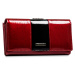 Velká, prostorná dámská kožená peněženka s karabinkou
