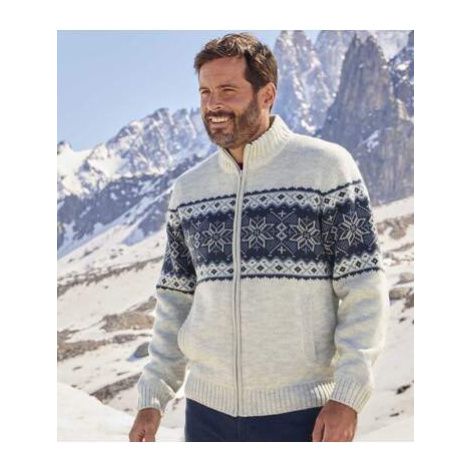 Pletený svetr se žakárovým vzorem zateplený fleecem