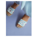 Světle modré dámské květované pantofle SKFK Nadi