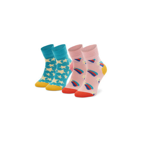 Sada 2 párů dětských vysokých ponožek Happy Socks