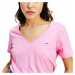 Tommy Hilfiger Tommy Jeans dámské růžové tričko TJW SLIM JERSEY V NECK