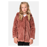 Dívčí kabát Teddy s kapucí darkrose
