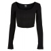 Ladies Short Rib Corsage Longsleeve - black