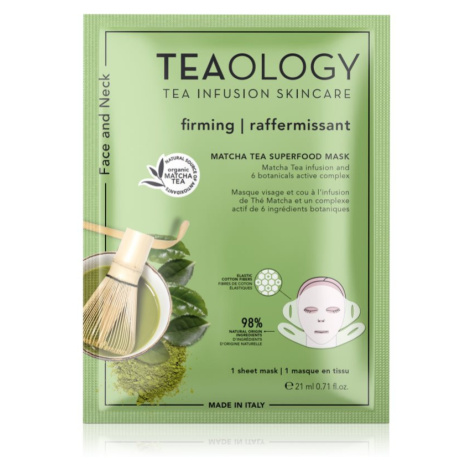 Teaology Face Mask Matcha Tea Superfood zpevňující plátýnková maska na kontury obličeje s matcho
