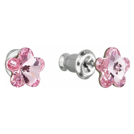 Evolution Group Náušnice bižuterie se Swarovski krystaly růžová kytička 51051.3 rose