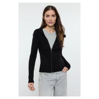 Trendyol Black Zippered Knitwear Cardigan